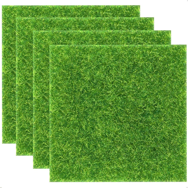 KAEZDD 4 Pieces of 6x6 Inches Fake Grass for Crafts - Artificial Grass - DIY Mini Garden Decor - Faux Turf Squares - Image 1